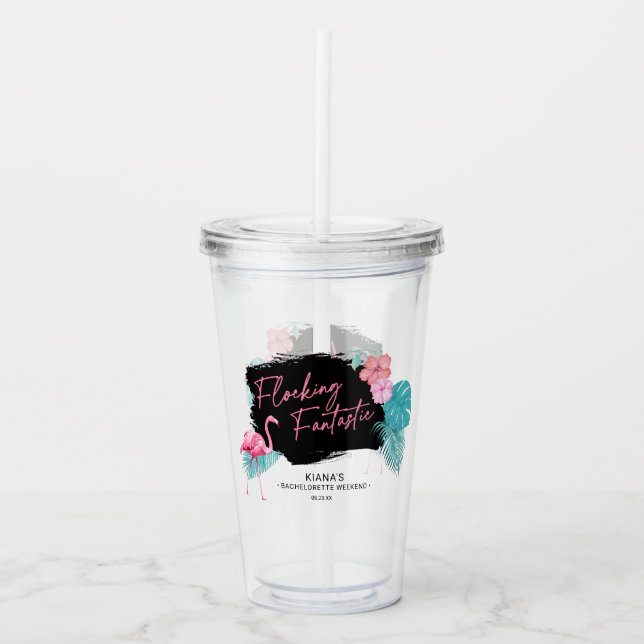 Vaso Acrílico Soltera de Flamenco Reunión Fantástica V2 ID930 (Anverso)