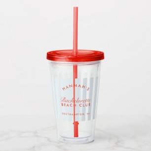 Vaso Acrílico Soltera Rayas Rojas y Azules Retro