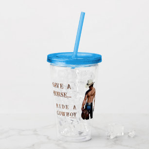 Vaso Acrílico Sombrero de vaquero de paja para montar a caballo