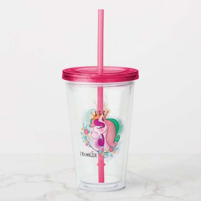 Vaso Acrílico Soy Unicornio mágico (Anverso)