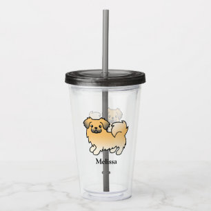 Vaso Acrílico Spaniel Tibetano Sable Cervatillo Perro De Dibujos