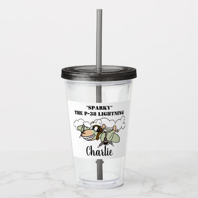 Vaso Acrílico "Sparky" el relámpago P-38 (Anverso)