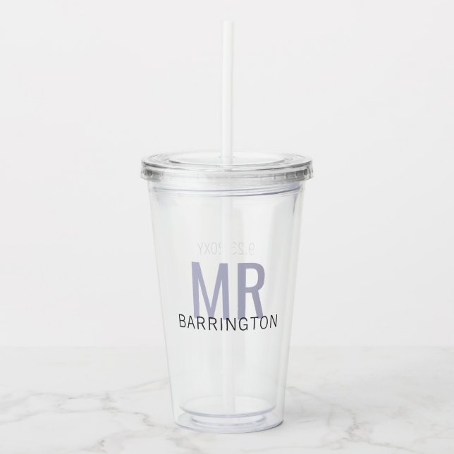 Vaso Acrílico Sr. Apellido Boda Fecha Nombre del Groom (Anverso)