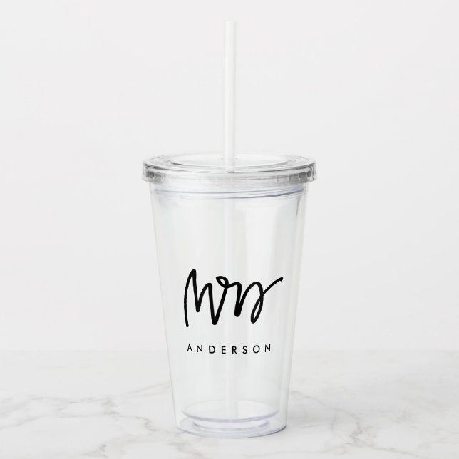 Vaso Acrílico Sra. Letra a Mano Personalizada (Anverso)
