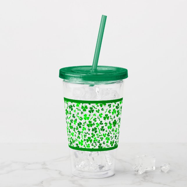 Vaso Acrílico St Patrick's Day Lucky Shamrocks Confetti (Reverso (hielo))
