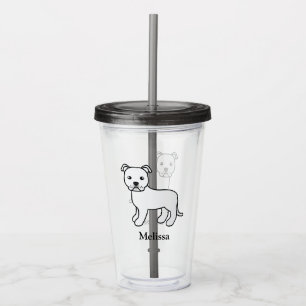 Vaso Acrílico Staffie inglés blanco Perro de dibujos animados li