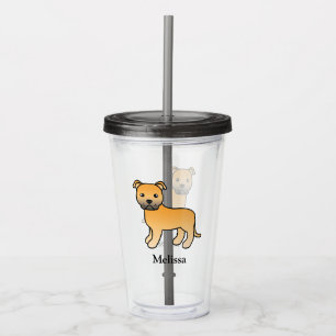 Vaso Acrílico Staffie inglés cervato Lindo perro de dibujos anim
