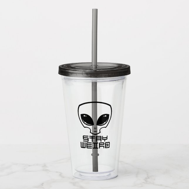 Vaso Acrílico Stay Weird Alien Head (Anverso)