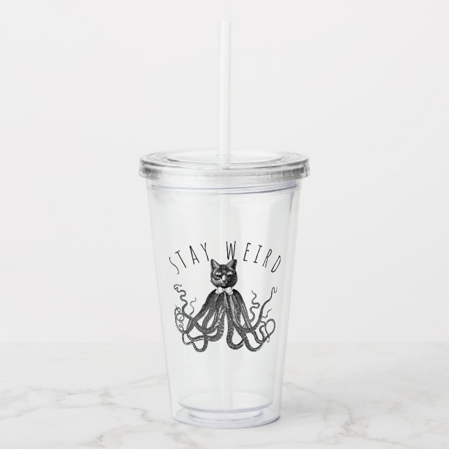 Vaso Acrílico Stay Weird Catopus Cat and Octopus Mashup (Anverso)