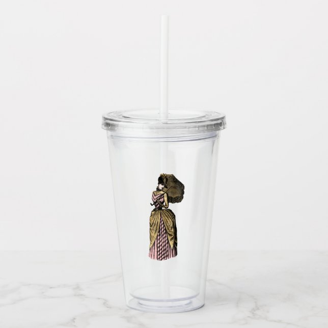 Vaso Acrílico Steampunk rosa y dorado (Anverso)