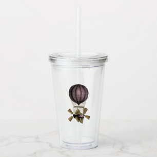 Vaso Acrílico Steampunk rosa y dorado