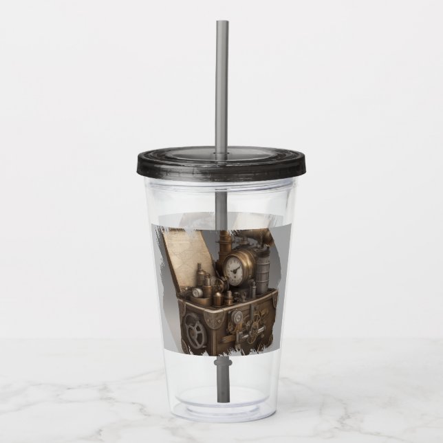 Vaso Acrílico Steampunk Time Machine - Vintage Treasure Chest (Anverso)