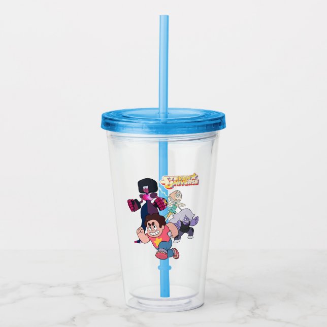 Vaso Acrílico Steven Universe | Acción del Grupo Crystal Gem (Anverso)