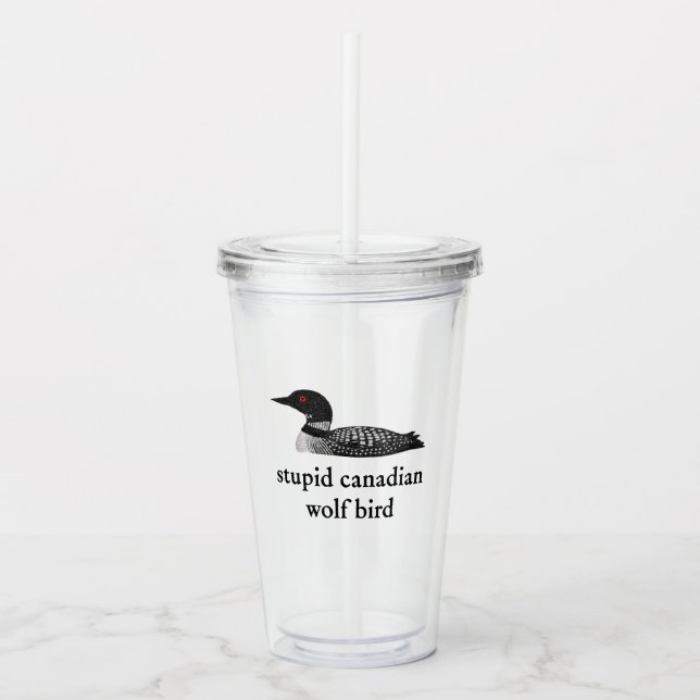 Vaso Acrílico Stupid Canadian Wolf Bird Hockey Romance for Hocke (Anverso)