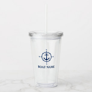 Vaso Acrílico Su Anclaje de brújula de nombre de barco