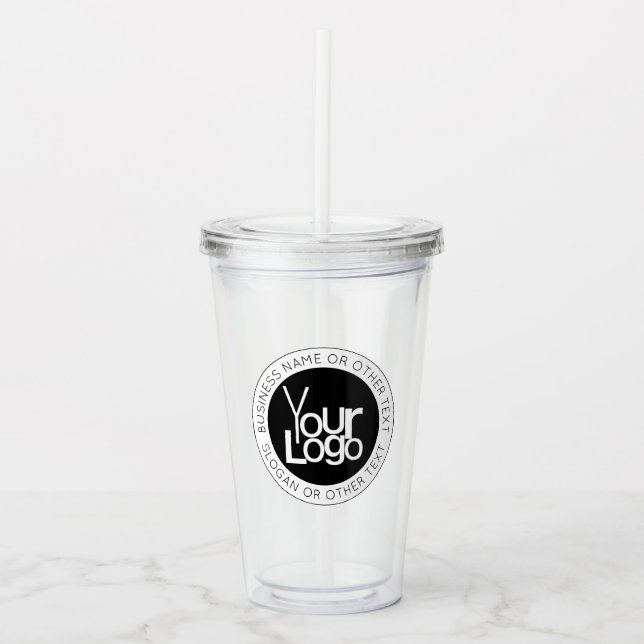 Vaso Acrílico Su logotipo empresarial y texto moderno y sencillo (Anverso)