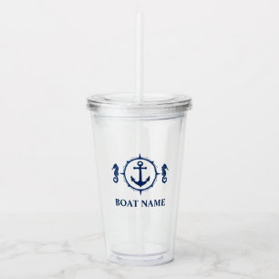 Vaso Acrílico Su nombre de barco Seahorse Anchor