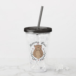 Vaso Acrílico Suave oso de mamá con oso bebé