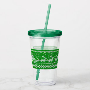 Vaso Acrílico Suéter fea Santa Claus trineo y renos