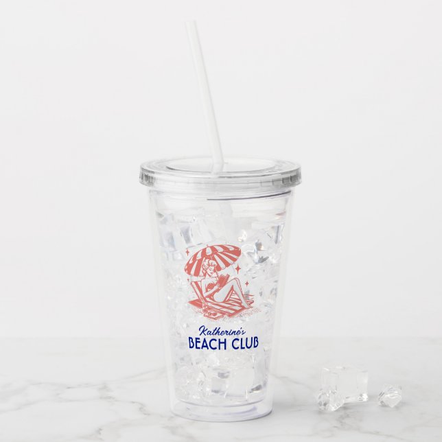 Vaso Acrílico Summer Reading Blue Beach Club Party (Anverso (hielo))
