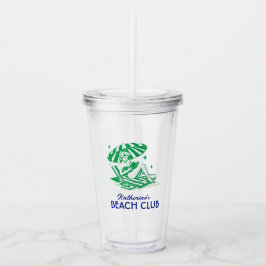 Vaso Acrílico Summer Reading Green Red Beach Club Party