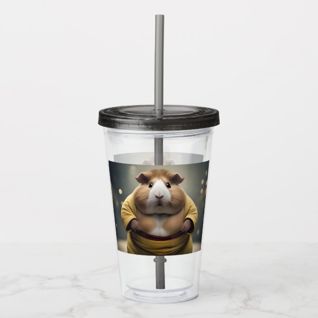 Vaso Acrílico "Sumo Squeakdown: El Poderoso Luchador de Cuy" (Anverso)
