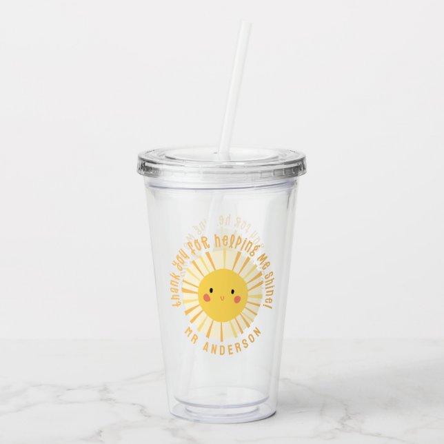 Vaso Acrílico Sunshine gracias profesor moderno (Reverso)