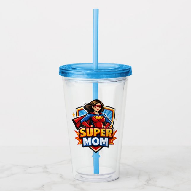 Vaso Acrílico Super Mamá (Anverso)