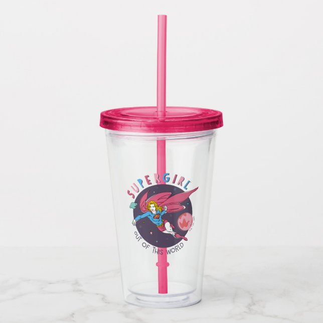 Vaso Acrílico Supergirl fuera de este mundo retro gráfico (Anverso)