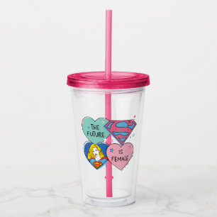 Vaso Acrílico Supergirl fuera de este mundo retro gráfico