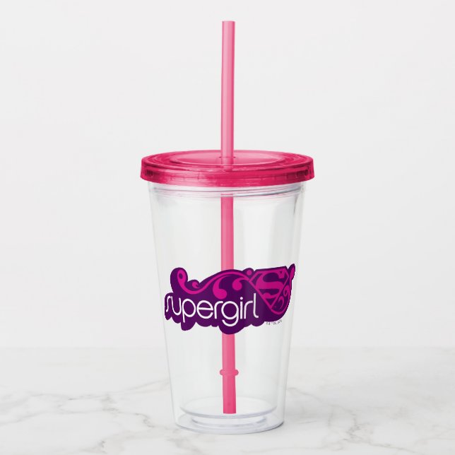 Vaso Acrílico Supergirl Groovy Name y S-Shield (Anverso)