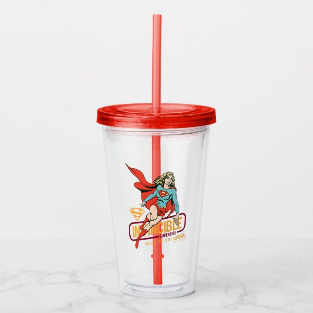Vaso Acrílico Supergirl invencible retro gráfico (Anverso)
