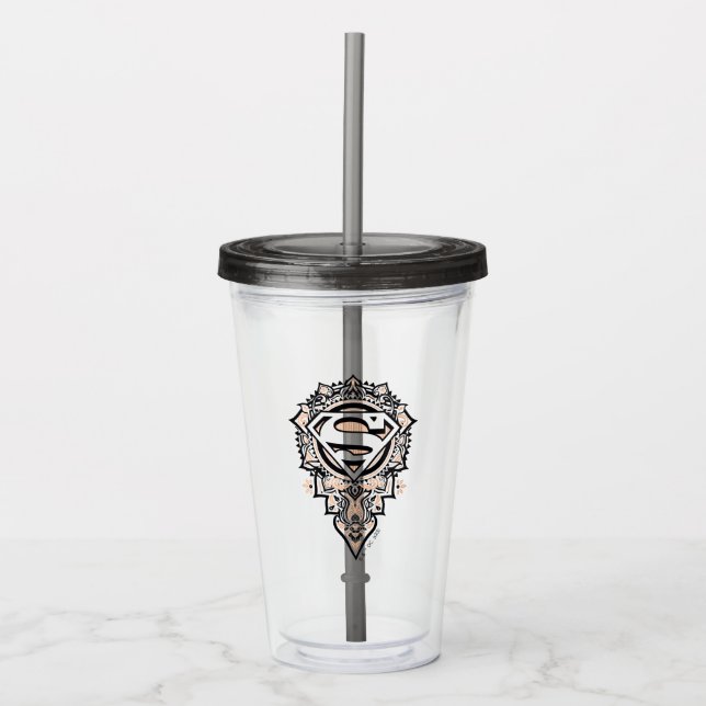 Vaso Acrílico Supergirl Mandala Graphic (Anverso)