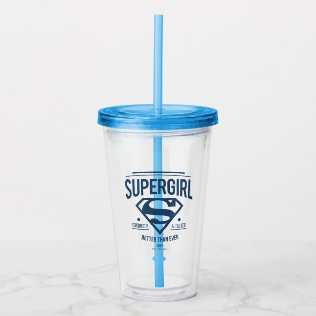 Vaso Acrílico Supergirl mejor que nunca retro gráfico (Anverso)