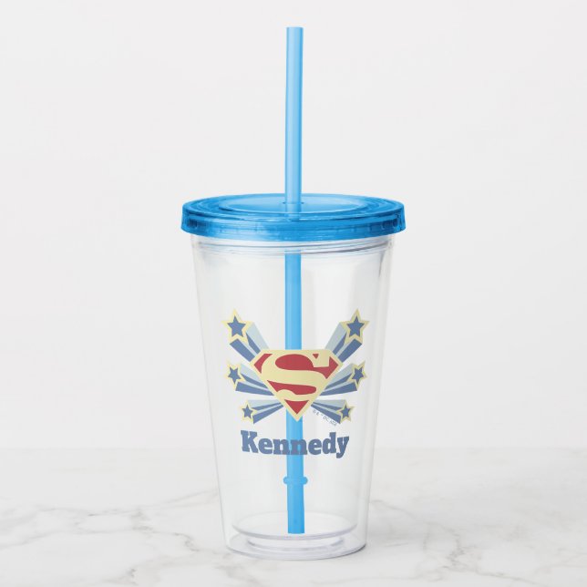 Vaso Acrílico Supergirl Stars S-Shield (Anverso)