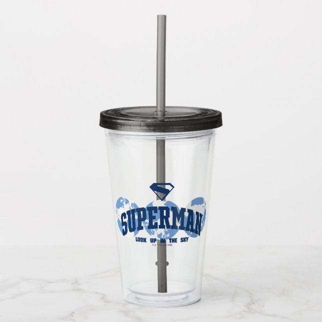 Vaso Acrílico Superman en todo el mundo (Anverso)