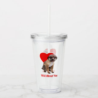 Vaso Acrílico Suricata Linda Salvaje Por Ti Corazón Rojo Amor