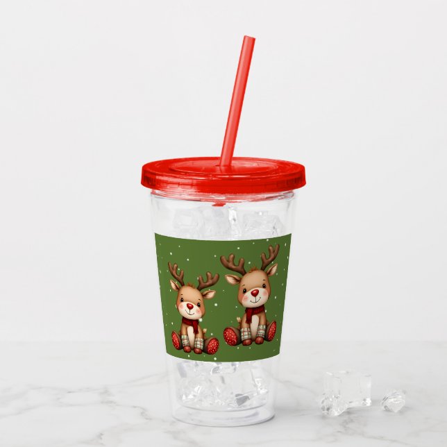 Vaso Acrílico Sweet Reindeer Pair in Holiday Snowfall (Reverso (hielo))