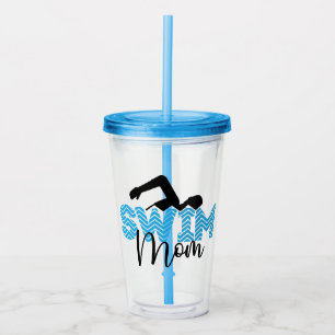 Vaso Acrílico Swim Mom Modern Typography Sport