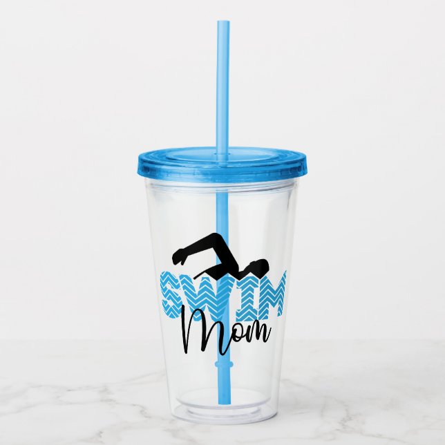 Vaso Acrílico Swim Mom Modern Typography Sport (Anverso)