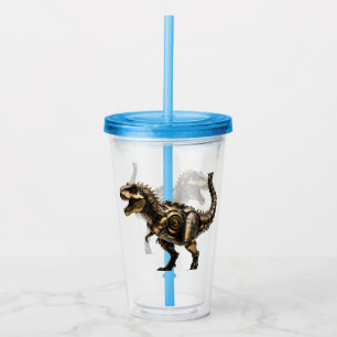 Vaso Acrílico T-Rex Mech Steampunk – Bestia Dino de Latón