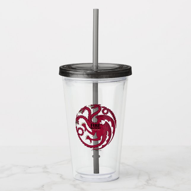 Vaso Acrílico Targaryen Sigil - Fire & Blood (Anverso)