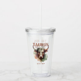 Vaso Acrílico Taurus la acuarela toro Rótulo Zodiac Cumpleaños