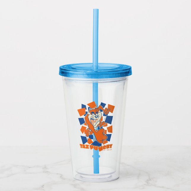 Vaso Acrílico TAZ™ Hungry Smashing Through Checker (Anverso)