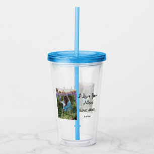 Vaso Acrílico Te amo el día de mamá elegante agregar texto de fo