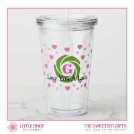 Vaso Acrílico Te Amo Mucho Monograma Día de San Valentín