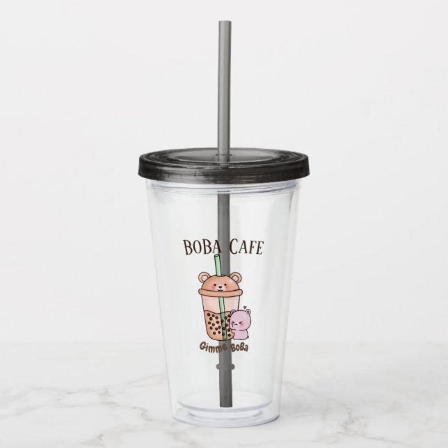 Vaso Acrílico Té Boba , Té de leche de burbuja (Anverso)