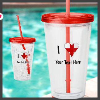 Vaso Acrílico Te (Corazón con Bandera Inglesa Funky) Tu Texto
