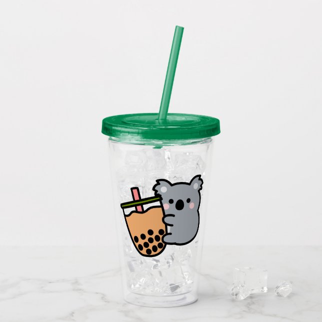 Vaso Acrílico Té de burbujas y oso Koala (Reverso (hielo))