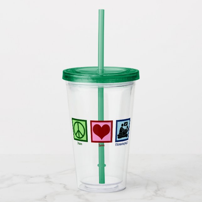 Vaso Acrílico Tecnología de ultrasonografía de amor por la paz (Anverso)